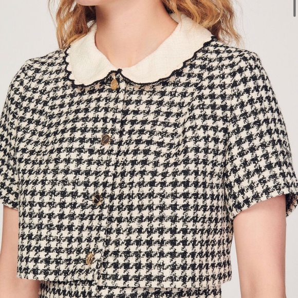 Sandro Tweed trompe l'œil dress Size 36 - Picture 6 of 6